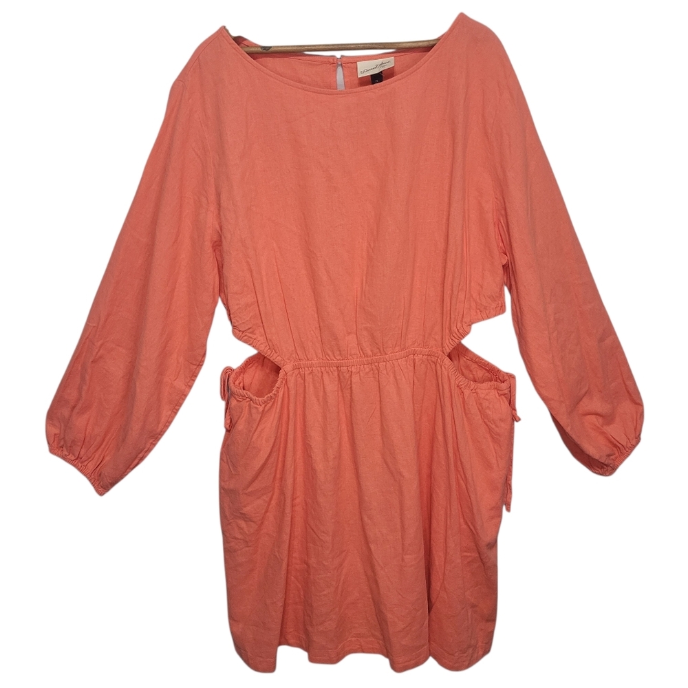 Universal Thread Long Sleeve Cutout Dress Women's Size 2X Coral NWT Feminine
